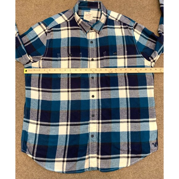 American Eagle Shirt Mens 2XL Heritage Flannel Blue Plaid Long Sleeve Button Up - Picture 4 of 8